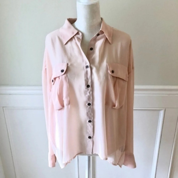 Patterson J. Kincaid Blush Pink Button Down Top L - Picture 1 of 3